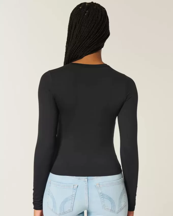 Seamless Fabric Long-Sleeve Crew Top