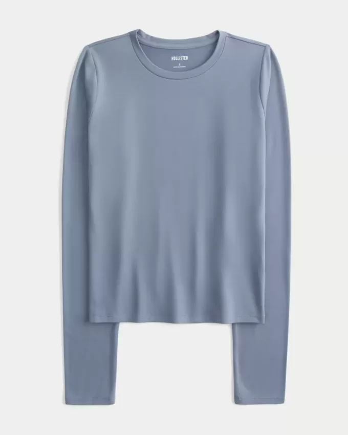 Seamless Fabric Long-Sleeve Crew Top