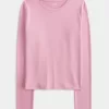Seamless Fabric Long-Sleeve Crew Top
