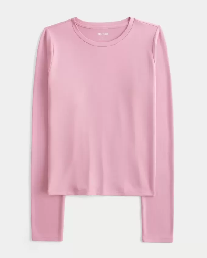 Seamless Fabric Long-Sleeve Crew Top