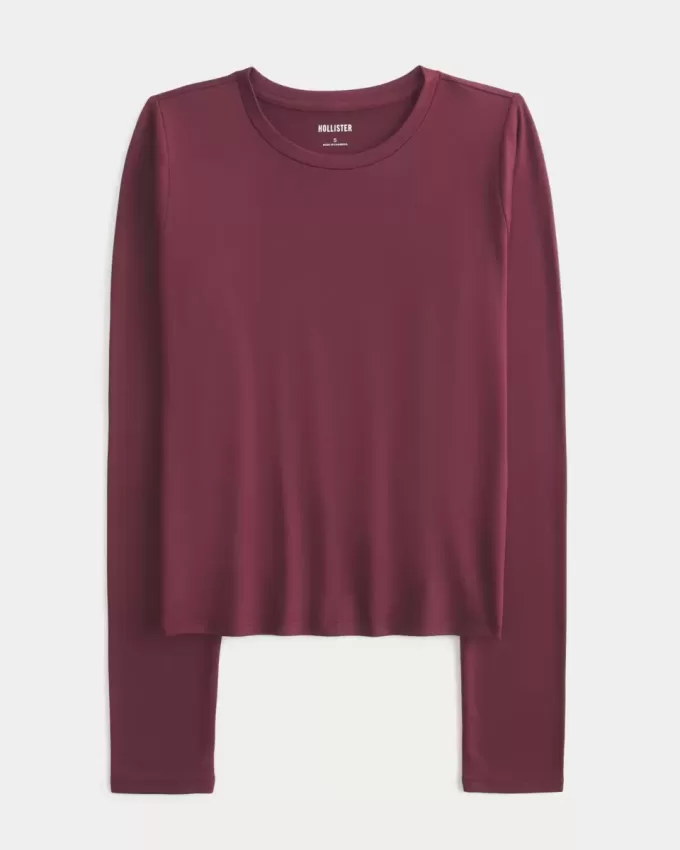 Seamless Fabric Long-Sleeve Crew Top