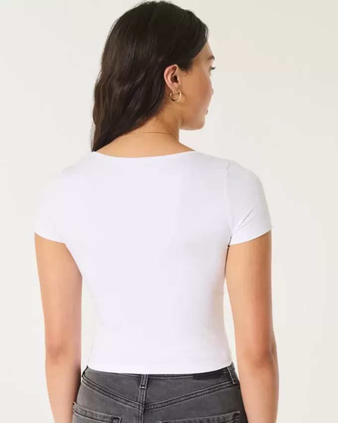 Seamless Fabric Square-Neck Baby Tee