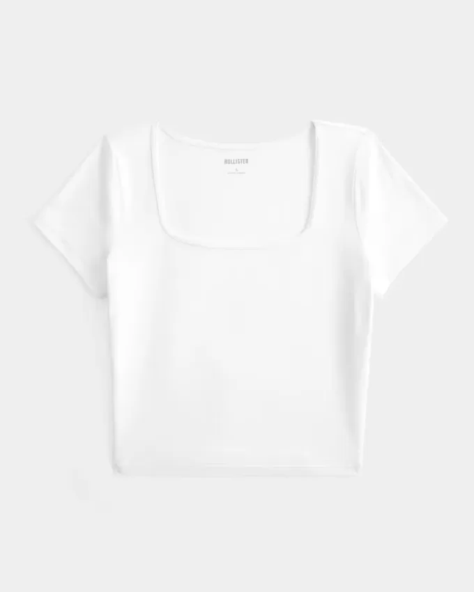 Seamless Fabric Square-Neck Baby Tee