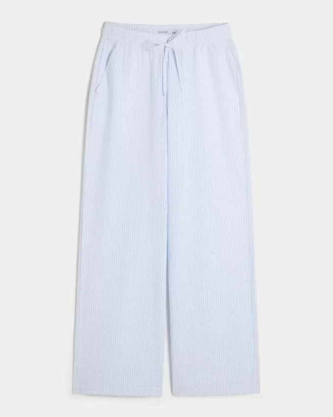 Seersucker Baggy Pull-On Pants