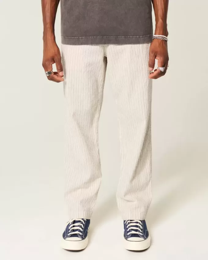 Seersucker Loose Pull-On Pants