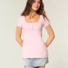Short-Sleeve Henley Babydoll Top