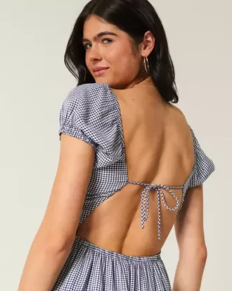 Short-Sleeve Open-Back Maxi Dress