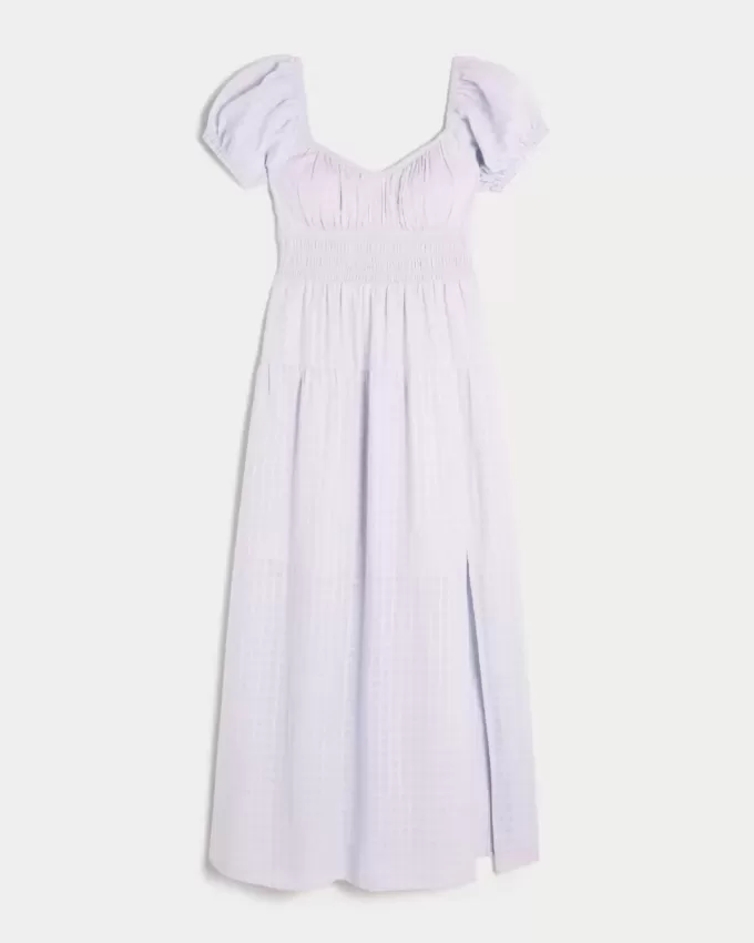 Short-Sleeve Open-Back Maxi Dress