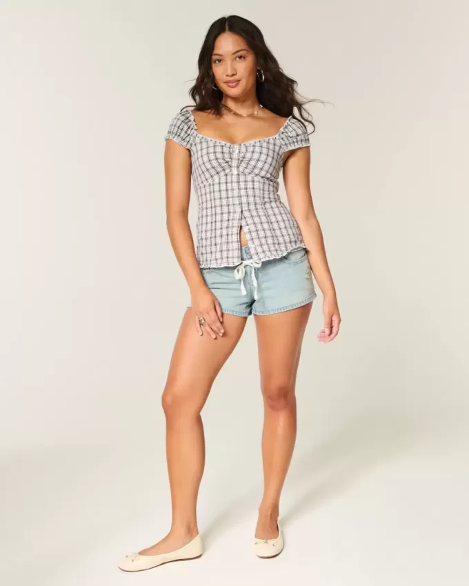 Short-Sleeve Stretch Poplin Top