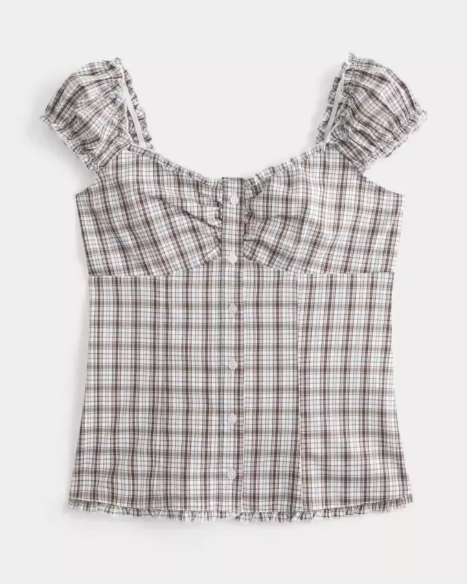 Short-Sleeve Stretch Poplin Top