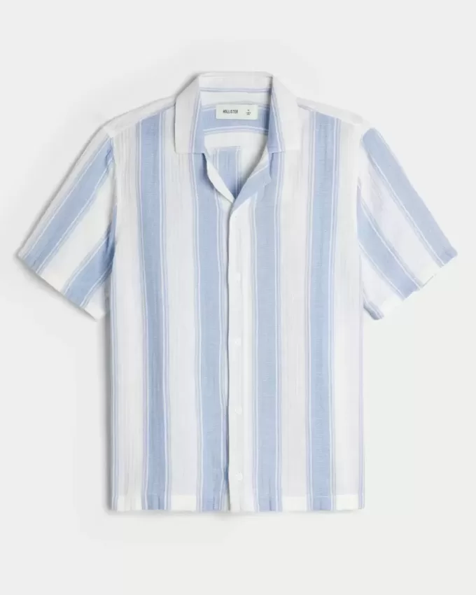 Short-Sleeve Textural Stripe Shirt