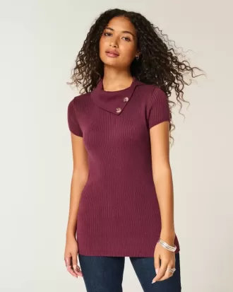 Short-Sleeve Tunic Sweater