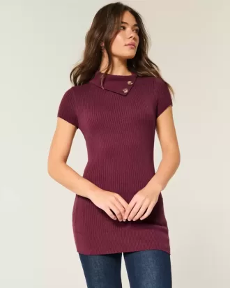 Short-Sleeve Tunic Sweater