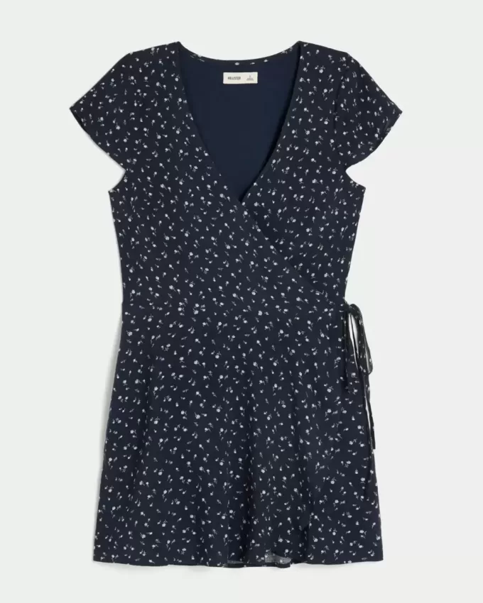 Short-Sleeve Wrap Dress