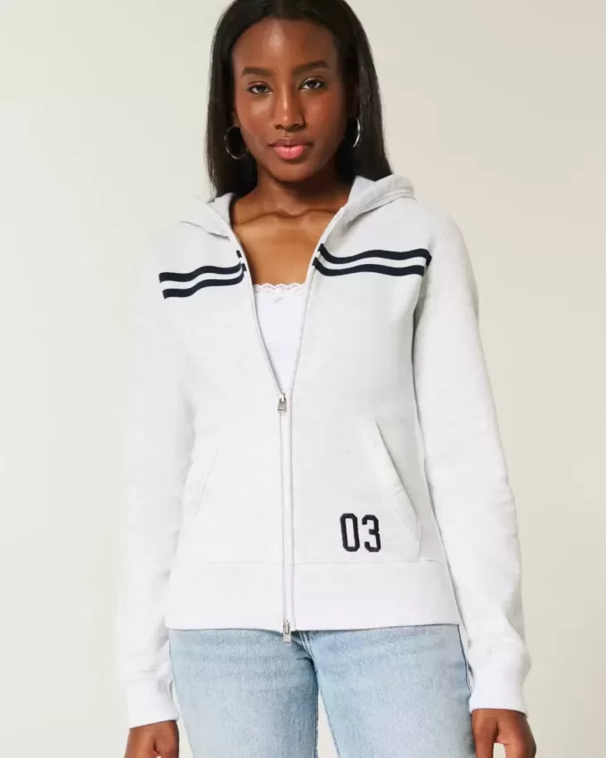 Slim Striped Zip-Up Hoodie