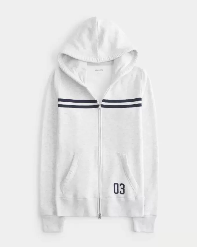Slim Striped Zip-Up Hoodie