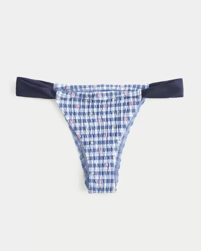 Smocked High-Leg Cheekiest Bikini Bottom