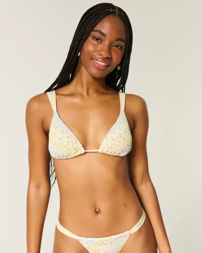 Smocked Over-the-Shoulder Triangle Bikini Top