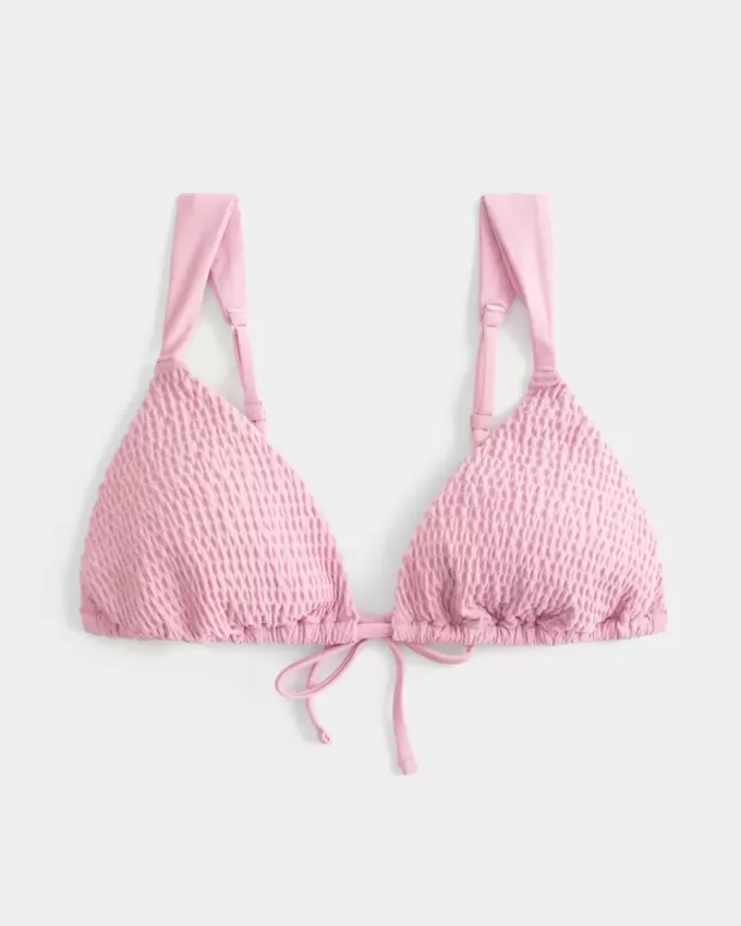 Smocked Over-the-Shoulder Triangle Bikini Top