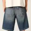 Snake Graphic Baggy Denim Shorts