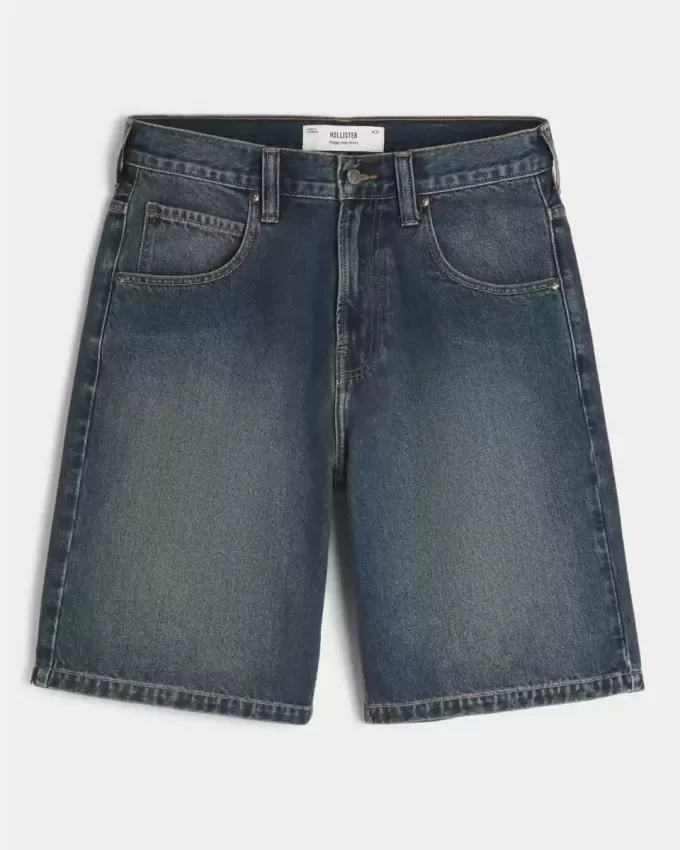 Snake Graphic Baggy Denim Shorts