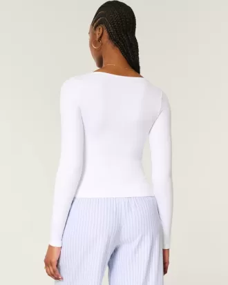 Soft Stretch Seamless Fabric Square-Neck Top