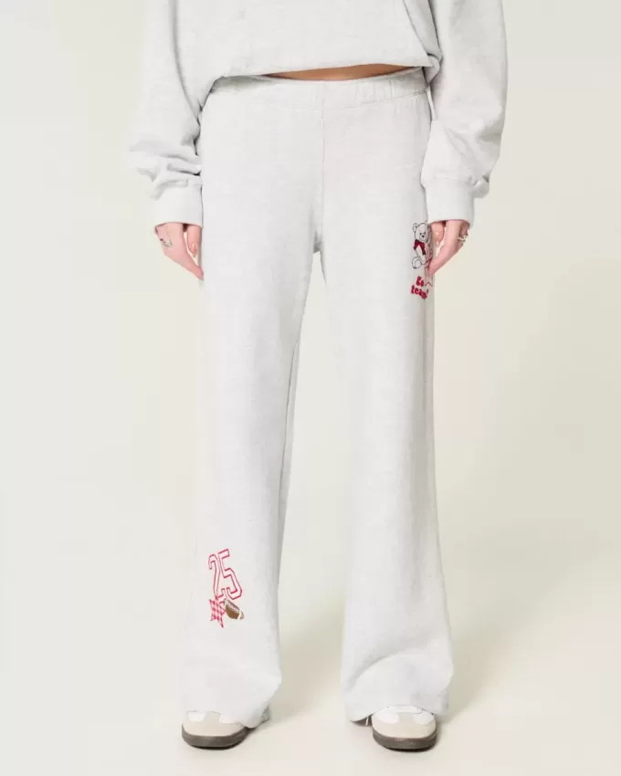 Sporty Graphic Wide-Leg Sweatpants