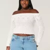 Stitchy Crochet-Style Off-the-Shoulder Sweater