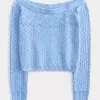 Stitchy Crochet-Style Off-the-Shoulder Sweater