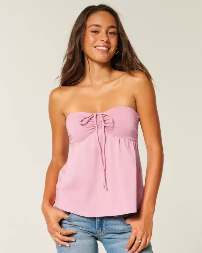 Strapless Cinched Babydoll Top