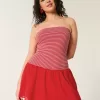 Strapless Drop-Waist Knit-Woven Mini Dress