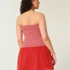 Strapless Drop-Waist Knit-Woven Mini Dress