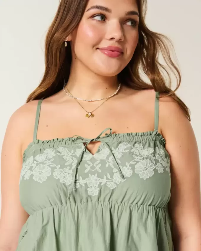 Strapless Embroidered Babydoll Dress