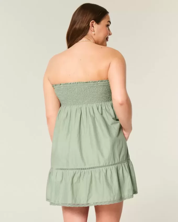 Strapless Embroidered Babydoll Dress