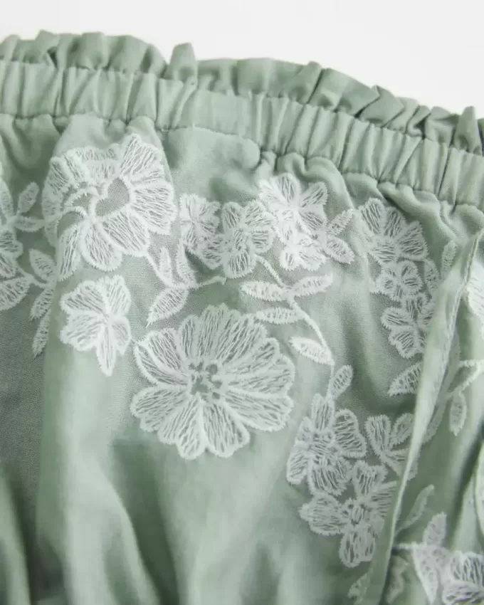 Strapless Embroidered Babydoll Dress