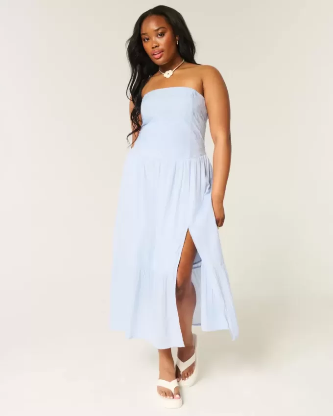 Strapless Embroidered Maxi Dress