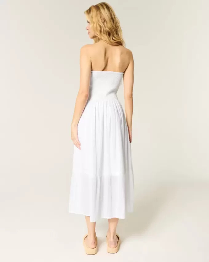 Strapless Embroidered Maxi Dress