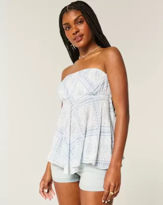 Strapless Handkerchief Hem Top