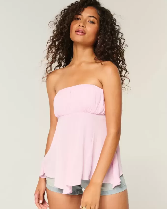 Strapless Handkerchief Hem Top