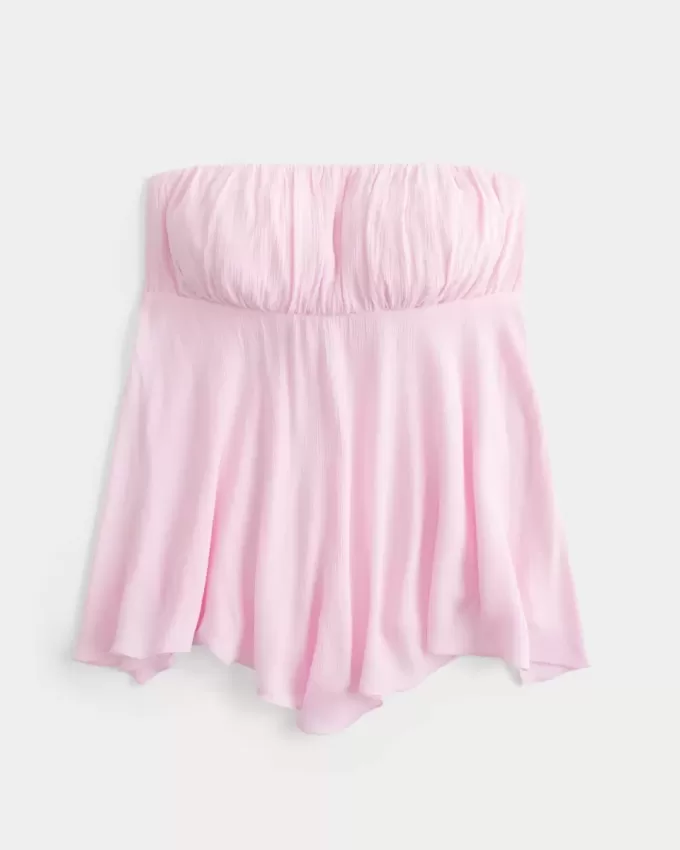 Strapless Handkerchief Hem Top