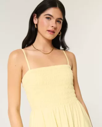 Strapless Linen-Blend Midi Dress