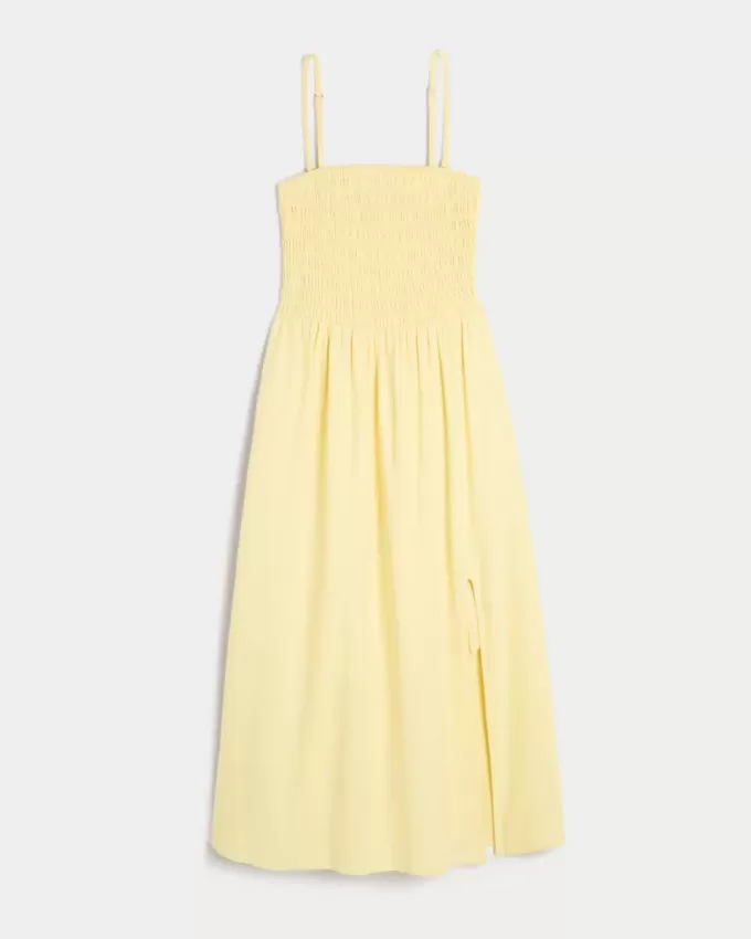 Strapless Linen-Blend Midi Dress