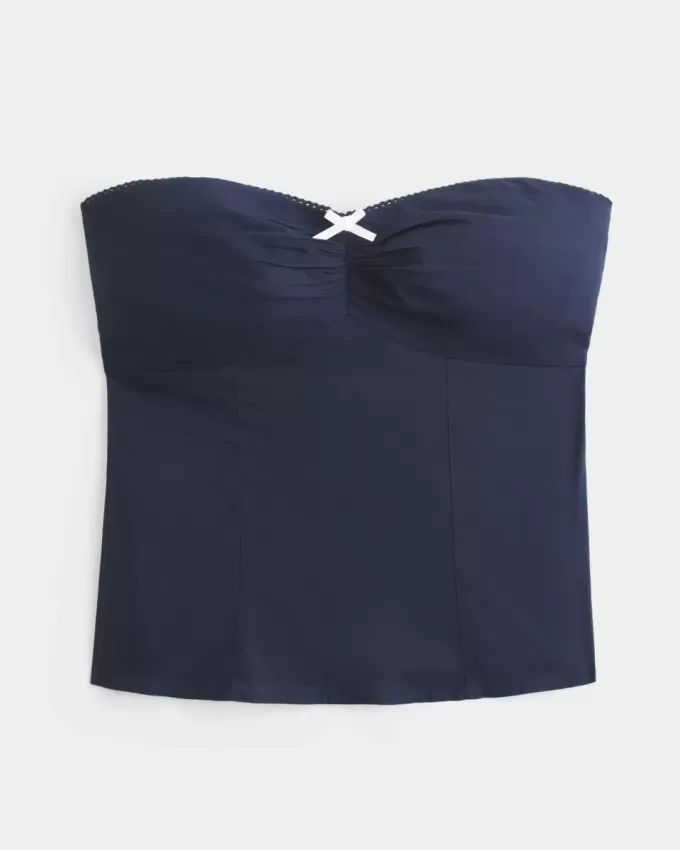 Strapless Picot Lace Trim Top