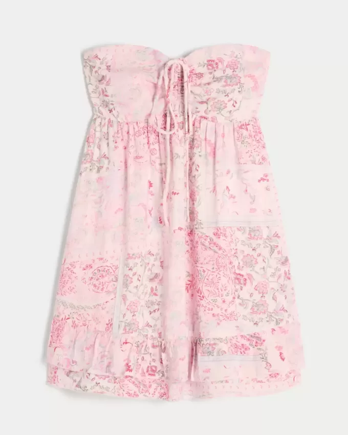 Strapless Ruffle Babydoll Mini Dress