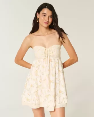 Strapless Ruffle Babydoll Mini Dress