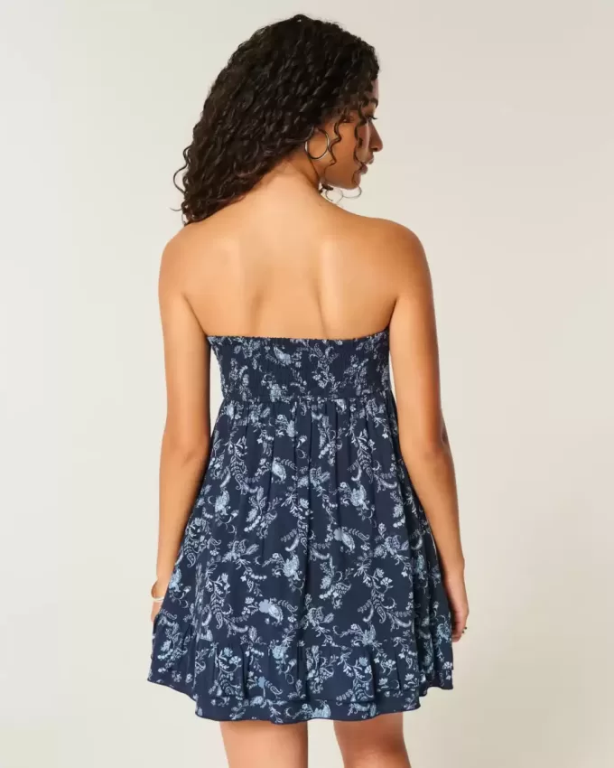 Strapless Ruffle Babydoll Mini Dress