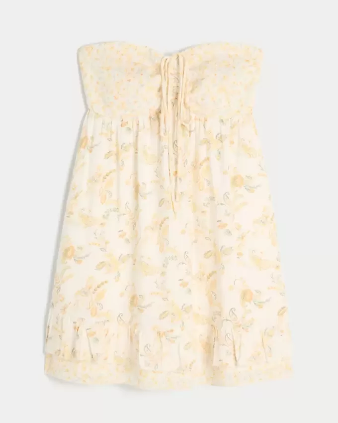 Strapless Ruffle Babydoll Mini Dress