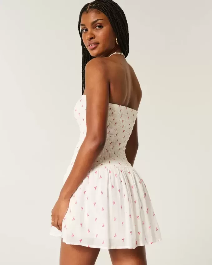 Strapless Smocked Bodice Mini Dress
