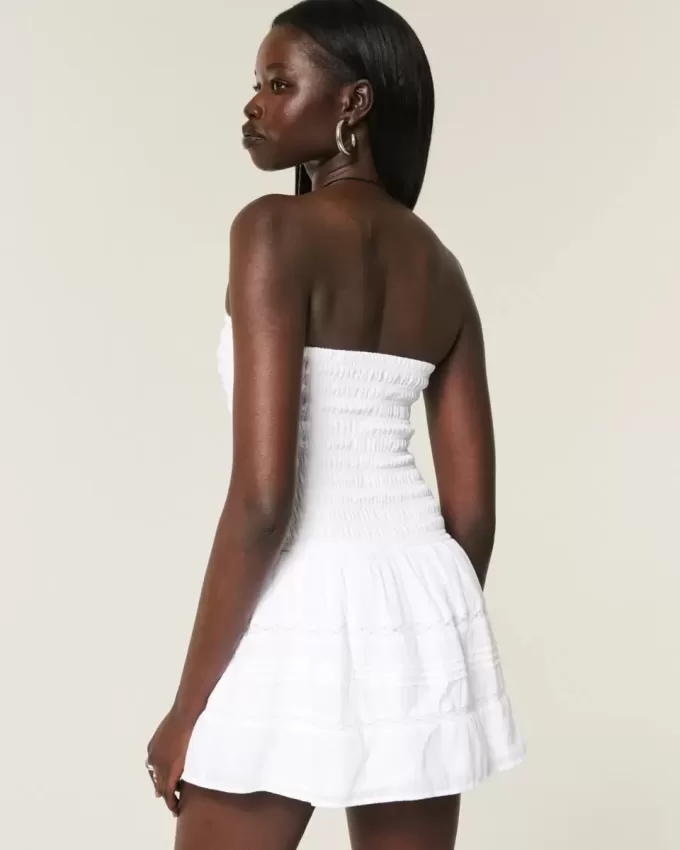 Strapless Smocked Bodice Mini Dress