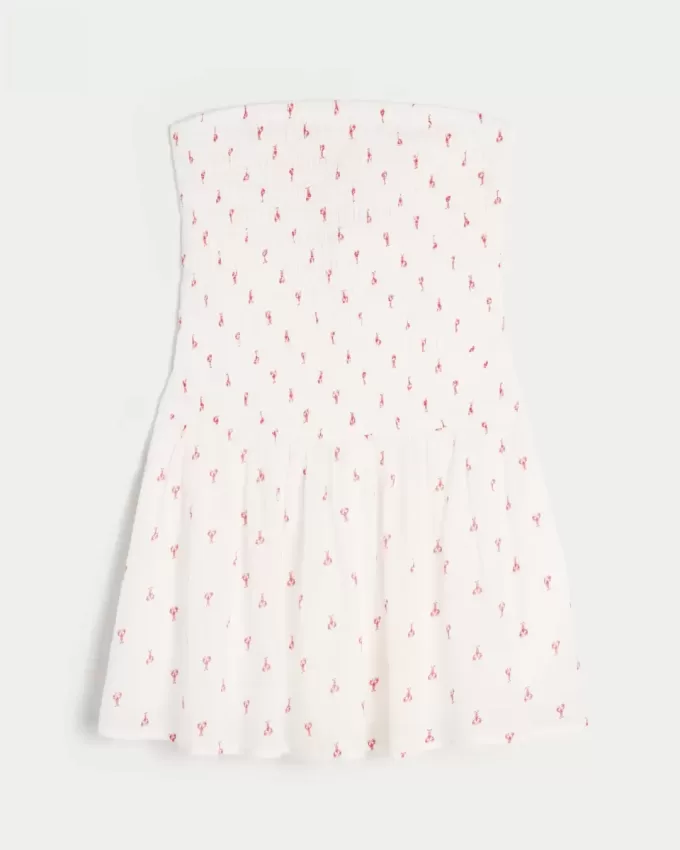 Strapless Smocked Bodice Mini Dress